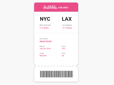 Daily UI #2 boarding pass daily ui rachel manhardt sketch travel ui