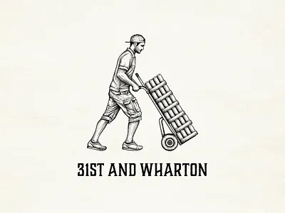 31st and Wharton logo-illustration beer brewery hand drawn illustration logo vintage wholesaler worker