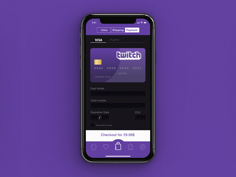 Twitch Shop app Checkout after effects app checkout mobile photoshop shop ui ux