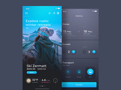 Travel App Concept app calendar dark data design diseño ios iphone mobile travel ui design configuration ui ux дизайн приложение