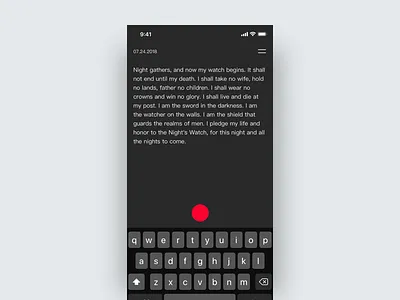 Note App Concept app dark minimal notes simple text editor ui