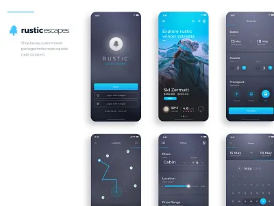 Travel App Concept app calendar data design diseño inspiration ios iphone map mobile mountains promo travel ui design configuration ui ux дизайн приложение