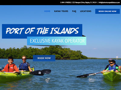 Adventure Paddle Tours online booking web design wordpress