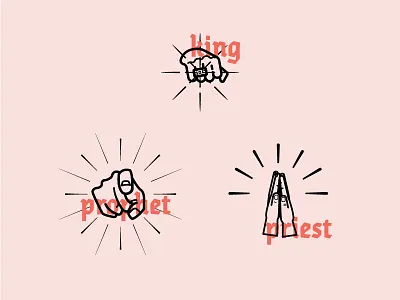 Prophet, Priest, King hands icons jesus king priest print design prophet