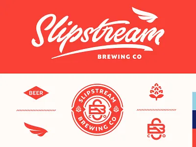 Slipstream Brewing Co beer branding calligraphy hops lettering logo monogram process