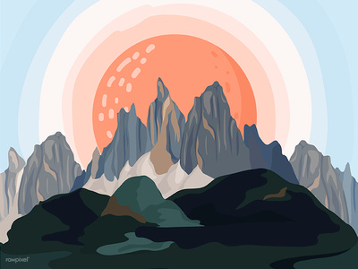 MOUNTAIN ape ecology graphic himalayas illustration landsc nature painting sun sunset