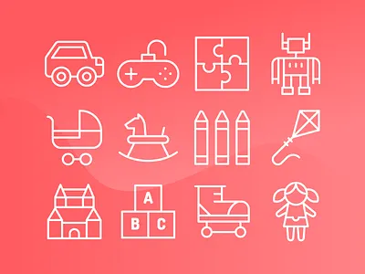 Toys Icons (Line) app button gradient icon iconography iconset solid system ui user interface ux