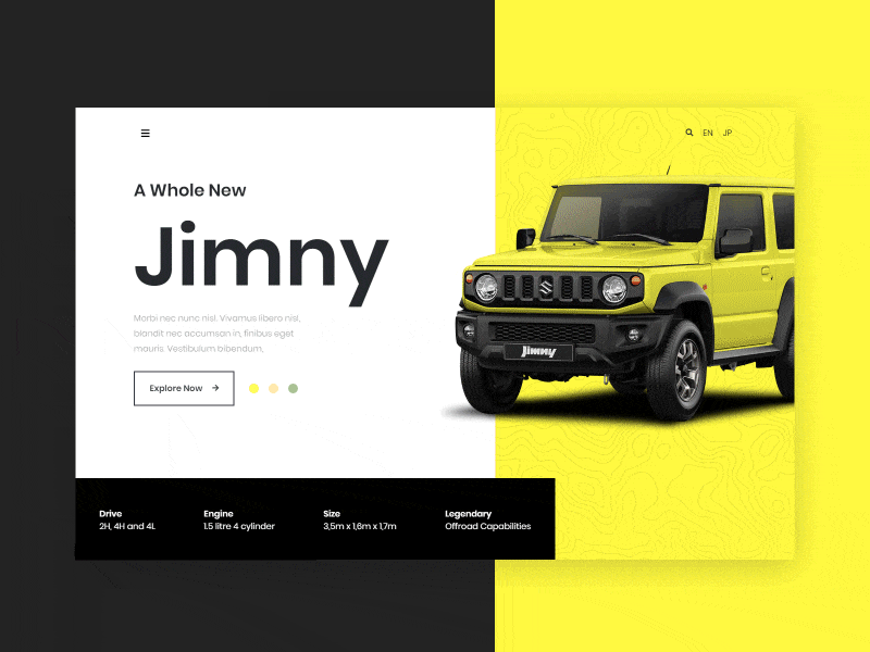 Suzuki Jimny animation bootstrap car interaction jimny landing page thor ui