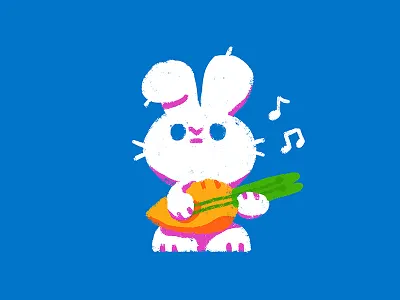 guitarist bunnie bunny cute guitar illustration musician rabbit