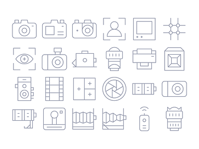 Thin Line Camera Icons app button gradient icon iconography iconset solid system ui user interface ux