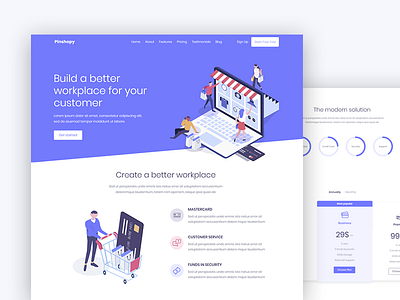 Pinshopy landing page isometric landing page web app web landing page