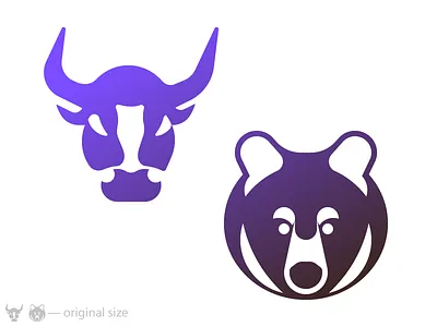 Bulls Bears animal business glyph gradient head icon