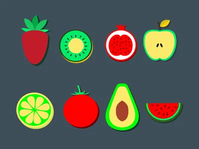 Flat Fruit Icons flat colors flat icons icons