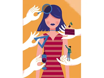 Illustration for Charaktery magazine cake girl hand illustration magazine psychology woman
