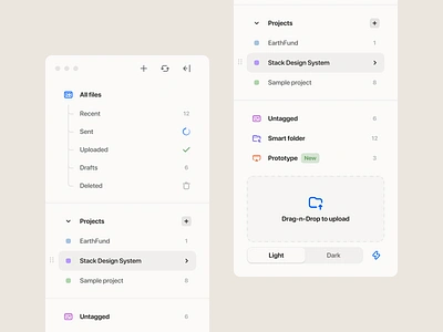 Sidebar Navigation for File Management App animation app design app sidebar clean file management file manager icon menu minimal mobile nav navigation sidebar skeleton ui ui design ux ux design web design wireframe