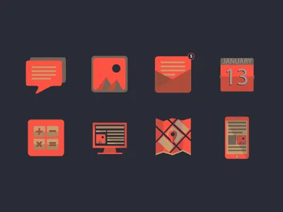 Flat PC Icon set flat colors flat icons icons orange pc icons