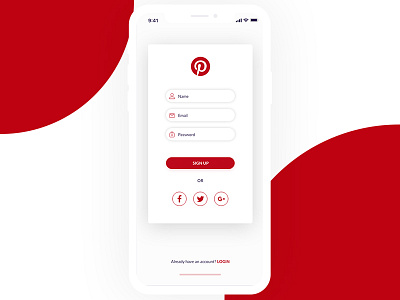 Daily UI 001 - Sign up - Pinterest app daily in mobile pinterest red sign sing ui up ux