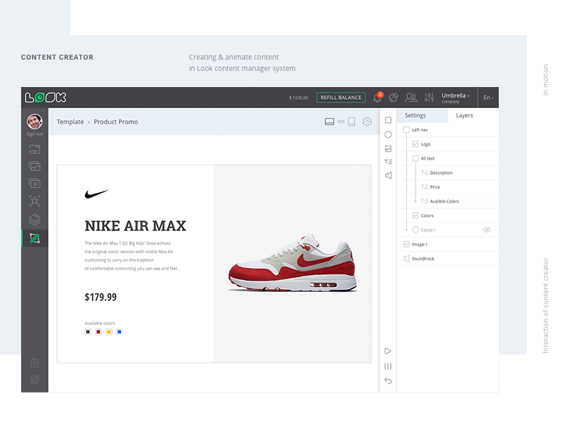 Look Content Manager cms content manager dashboard digital signage interface ui ux web