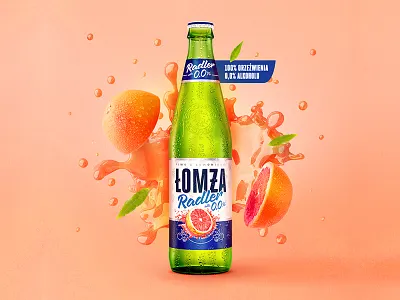 Łomża Radler Grapefruit 0,0% / KV alkohol beer bottle grapefruit key kv lomza no radler visual