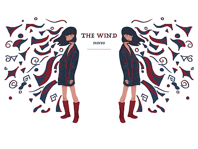 The Wind girl，illustration，the wind painting sketch