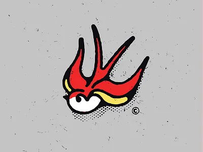 Swallow bird flash gritty red retro sailor screenprint swallow tattoo texture vintage yellow