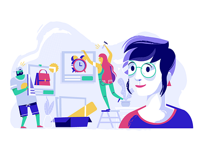 Illustration test app art character coffee colorful ecommerce intersection mobile vector web