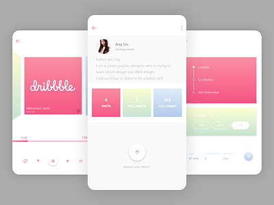 Hello Dribbble! I'm Jing. app debut dribbble firstshot ui