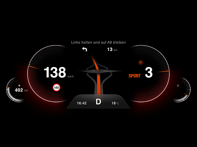 Digital Cluster Concept: Complete auto car cluster fuel interaction design speed ui ux