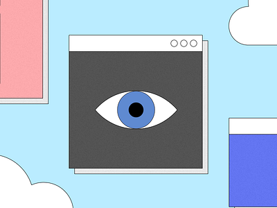 I'm watching you design eye illustration retro sky ui vector web window