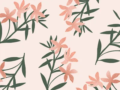 Natural pattern flowers green illustration nature nude pattern pink rose gold