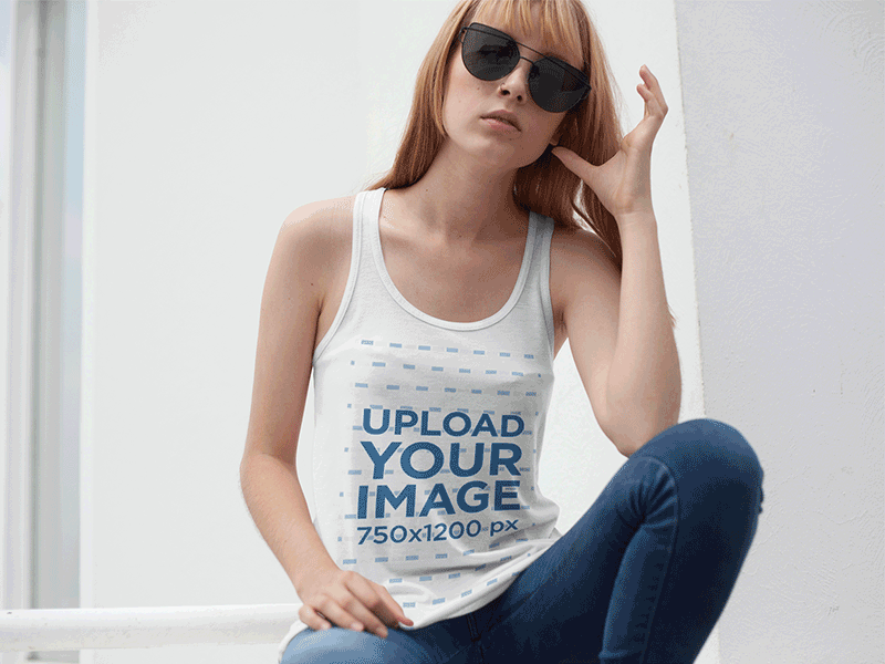 Girl Wearing a Bella Canvas Tank Top Mockup design template mockup t shirt t shirt design