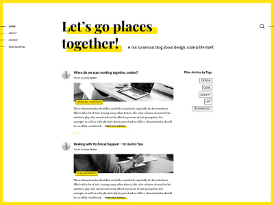 Yellow Blog Design blog bright brutalism code contrast design heartshaped life post ui whitespace yellow