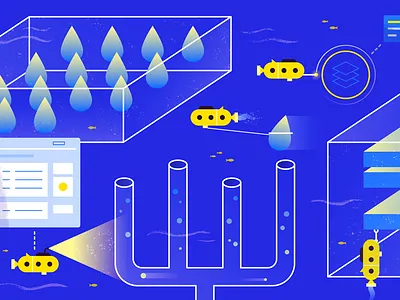 2018 Mid Year Review Illustration app concept digital flat gradient icon ocean ship tech texture water