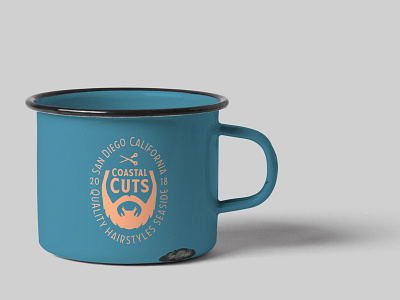 Coastal Cuts Mug barber barbershop beach cup hair mug negative space negative space logo scissors summertime vintage badges vintage barber designs