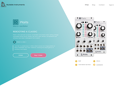Landing Page (Mutable Instruments) app dailyui interface landing page pastel screen ui ux web