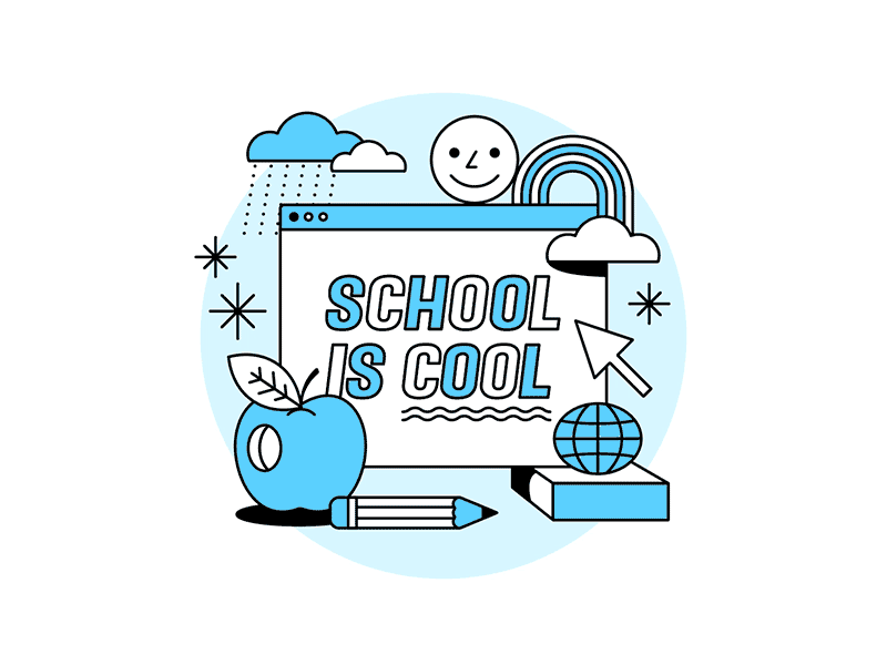 School is cool design doodle gif illustration motion school