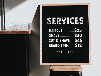 Coastal Cuts Service Board barber barbershop beach board hair hand painted sign negative space scissors summertime vintage badges vintage barber designs