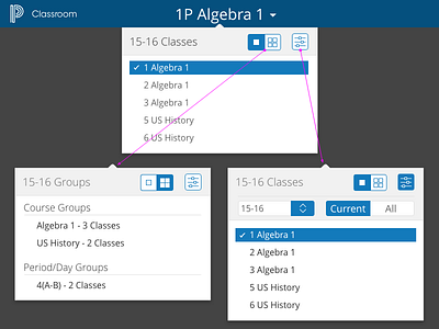 Class Picker application ui ux web design