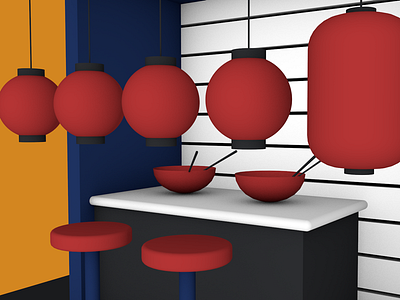 Ramen Restaurant - table 3d cinema 4d modelling