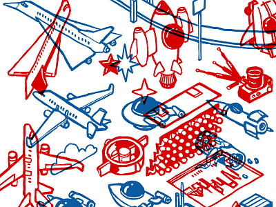Architecture + The City Poster Progress 4 3d architecture building drawing future illustration isometric plane poster rocket travel
