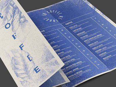 Coffee Menu bi fold blue cafe coffee creative design drinks menu minimal restaurant