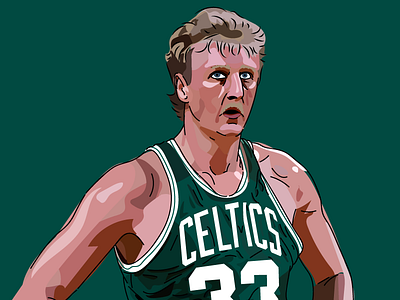 Larry Legend 1980s 80s basketball bird celtics nba portrait