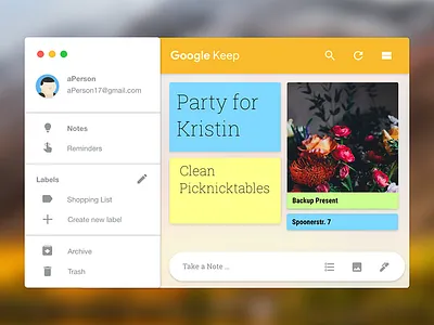 Google Keep for Mac OS google google keep keep mac app ui