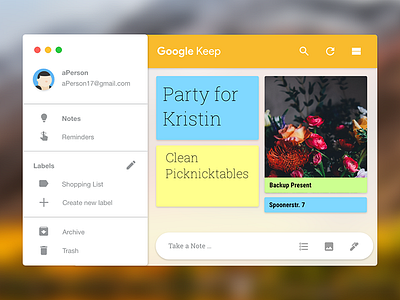 Google Keep for Mac OS google google keep keep mac app ui
