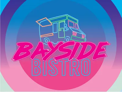 Bayside Bistro 80s branding businesscard colorscheme gradient illustration illustrator logo neon sunset