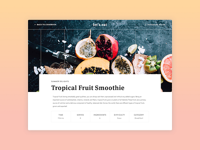 Let's Eat - Recipe UI clean food modern product design sans serif serif typography ui design user interface design web design