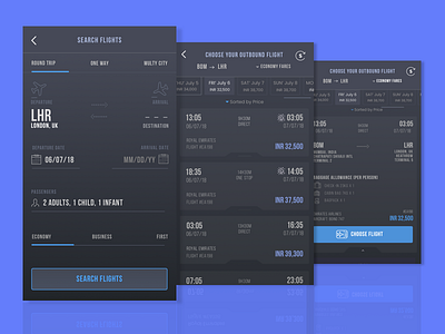 Airline app aeroplane app airline airlines dark theme emirates redesign information architecture ticket search ui ui design ux ux design