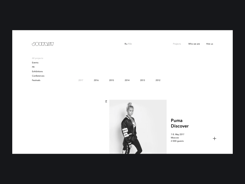 Journey Agency #2 agency black clean creative dark event grid minimal portfolio ui ux web