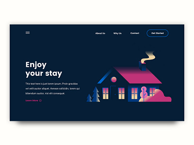 Cabin UI cabin design illo illustration landing page typography ui woods