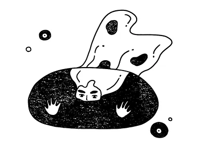 Underwater character design girl illustration lineart monochrome scene